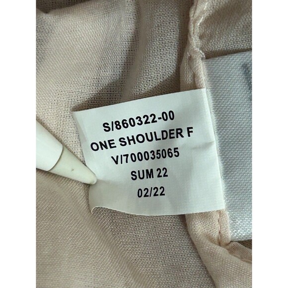 Banana Republic One Shoulder Dress Womens Size 4 Multi Linen‎ Ruffle Tie Waist - Picture 12 of 14